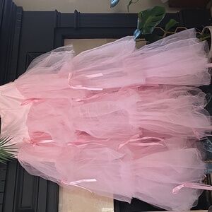 Pink Tulle Skirt with Ribbons